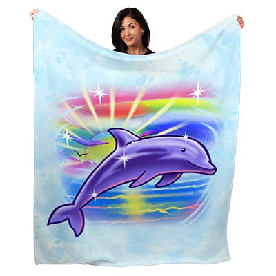 50" x 60" Airbrush Dolphin Plush Minky Blanket for wholesale by Artopia