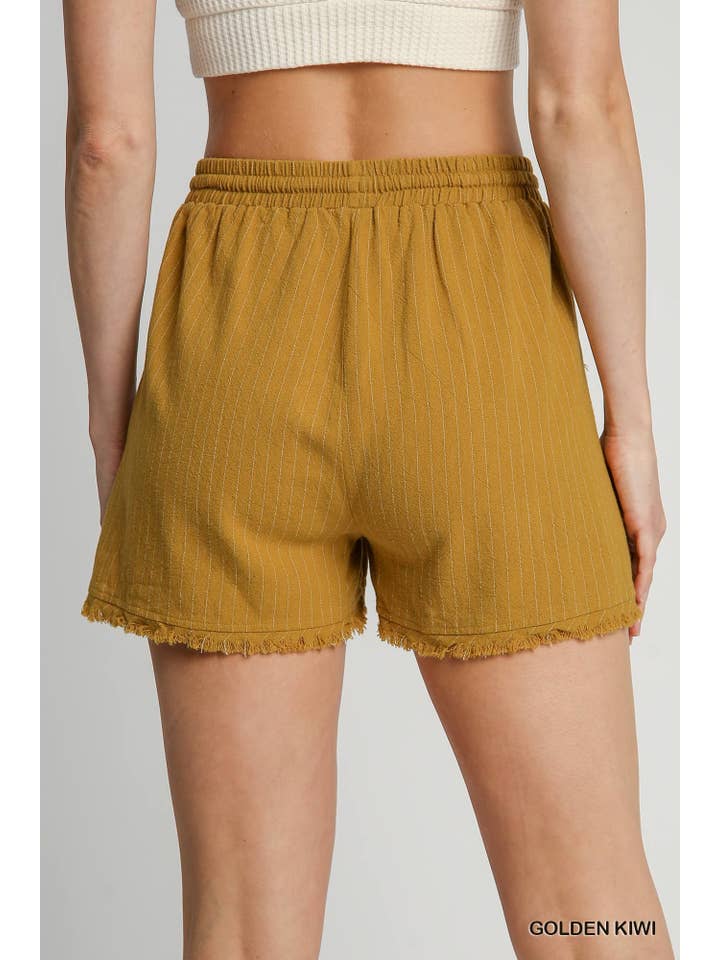 Vanilla Monkey - Wholesale Shorts - Women's - Linen Regular Wash Front Tie Stripe Shorts With Pockets
