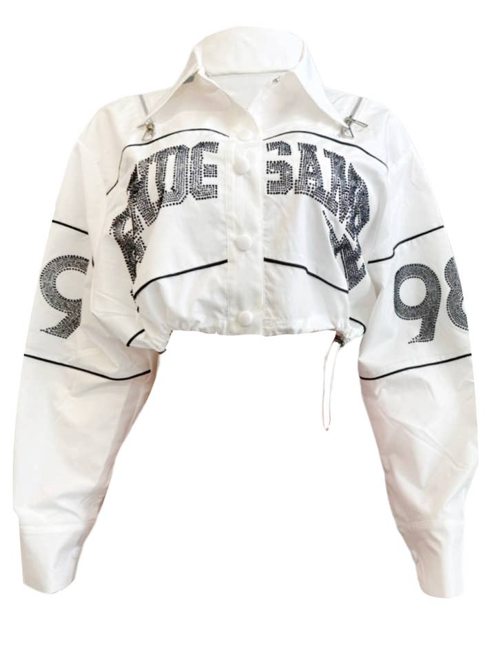 NT1107B Gekürzte Varsity-Jacke mit Strasssteinen für den Großhandel von NEWGENS