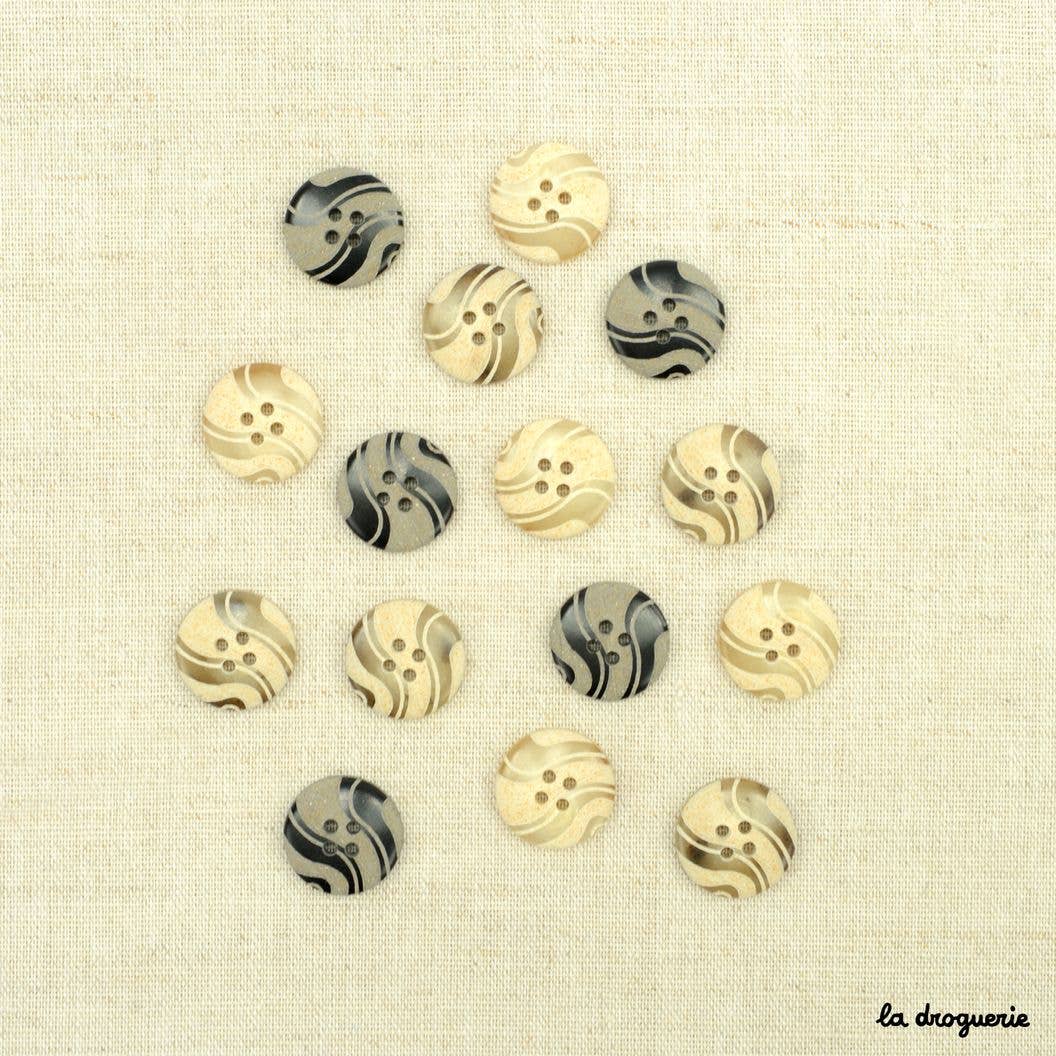 LA DROGUERIE - Wholesale Sewing Button/Snap - "Le Pyla undulations" button 15 mm2