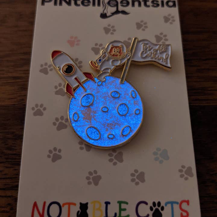 PINtelligentsia - Wholesale Reversspeld/knoop - Neil Armstrong emaille pin - „Neil Catstrong” gloeiende pin!2