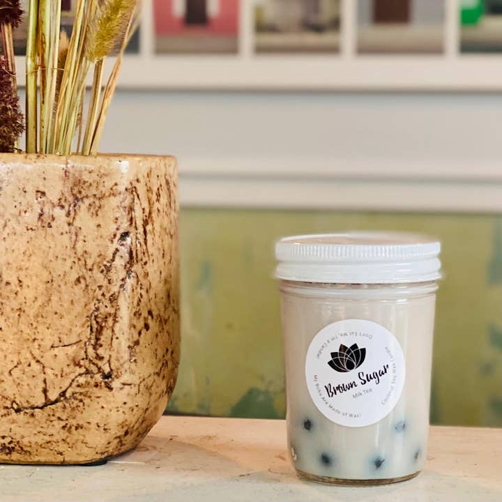 Inspo Candle Co. - Wholesale Jar/Filled Candle - Brown Sugar Milk Tea Boba Candle1
