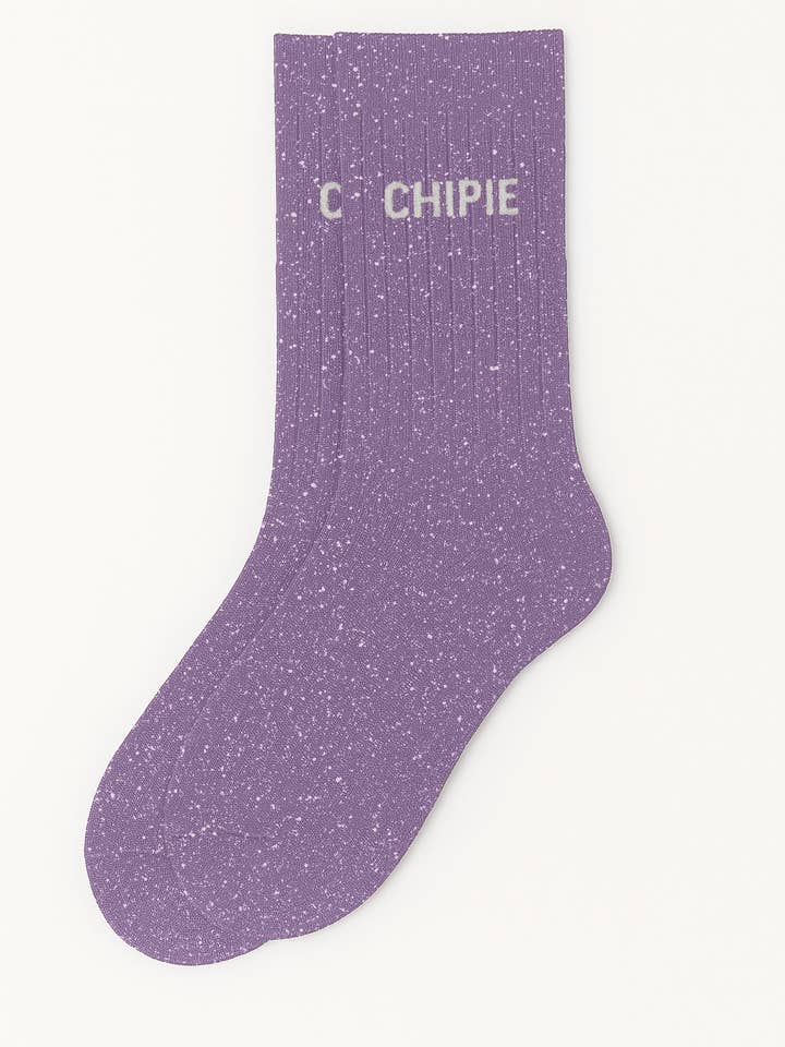 ChoO - Wholesale Socks - Kids - "Chipie" Message Glitter Socks Purple1
