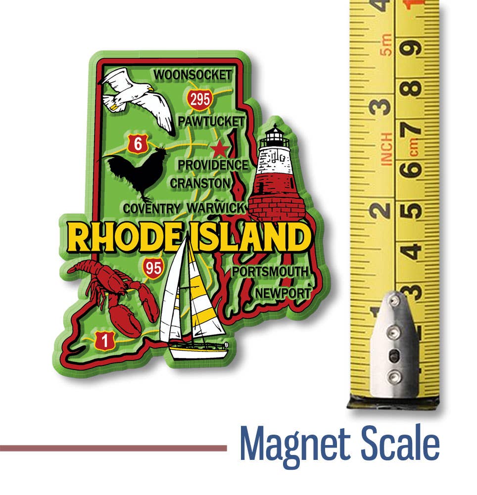 7 Star - Wholesale Magnet - Rhode Island Colorful State Magnet Collectible Made in USA1