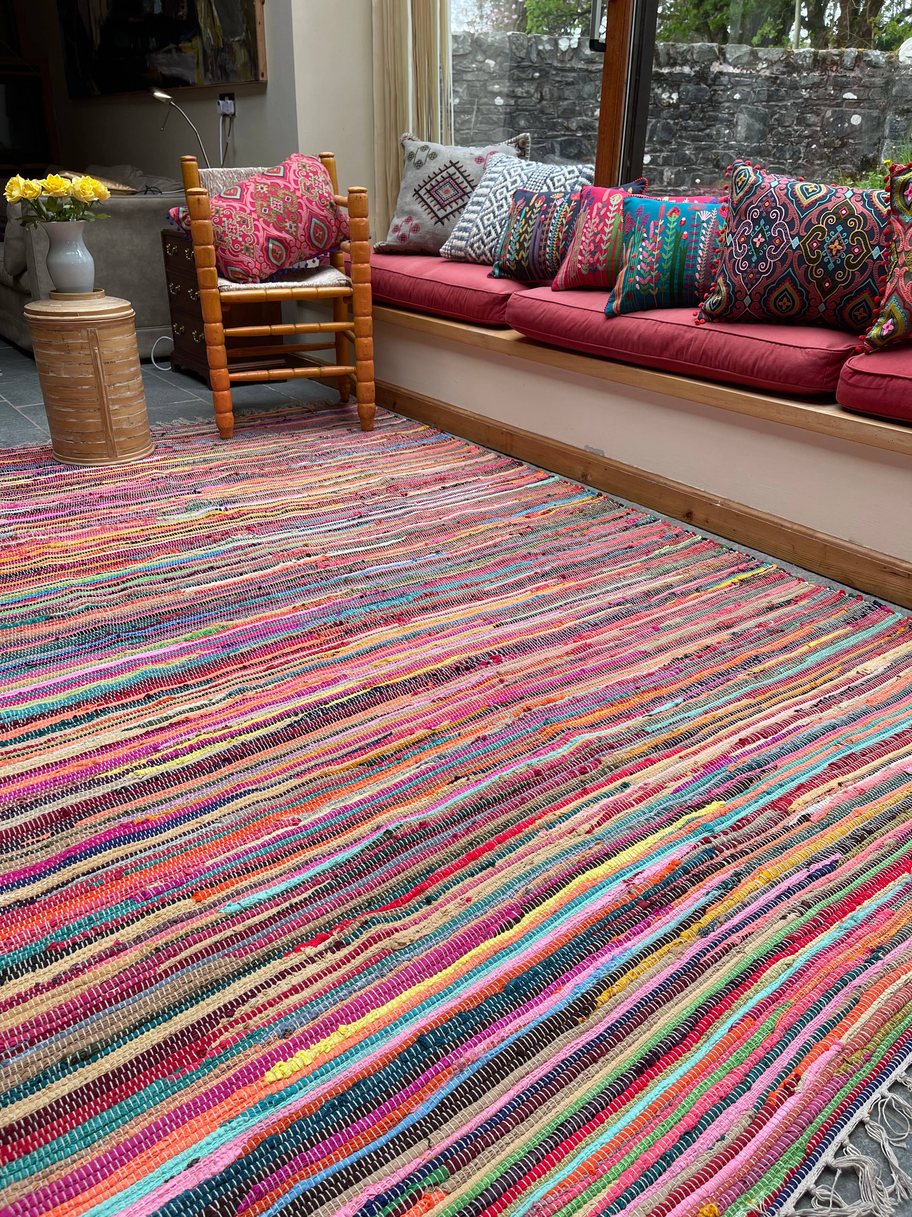 Second Nature Online - Venta al por mayor Alfombra pequeña - Alfombra de trapo SHANTI Shabby Chic, multicolor, diseño de tejido plano4