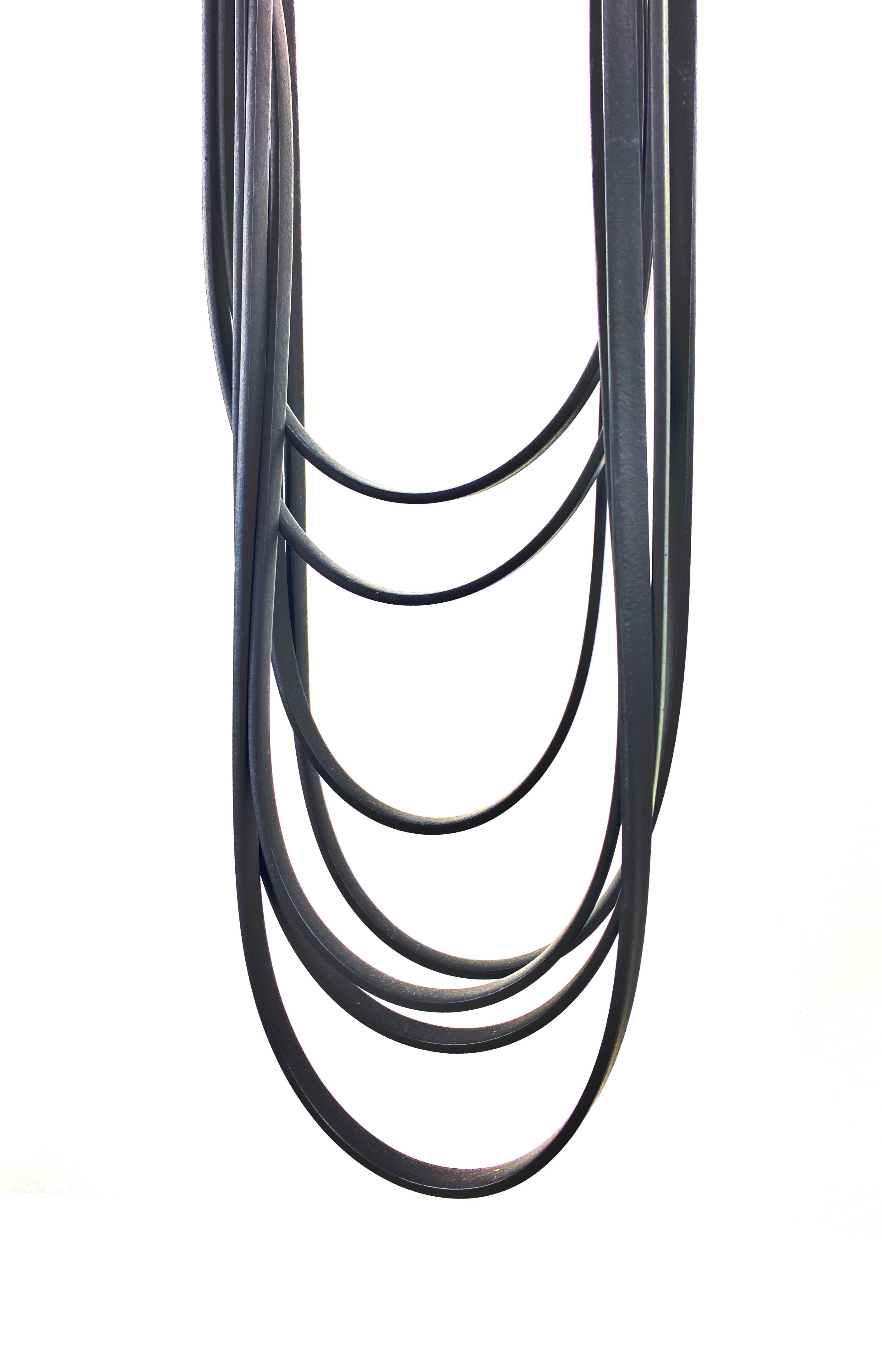 black Long Rubber Necklace STRIP SPAGHETTI for wholesale on Faire2