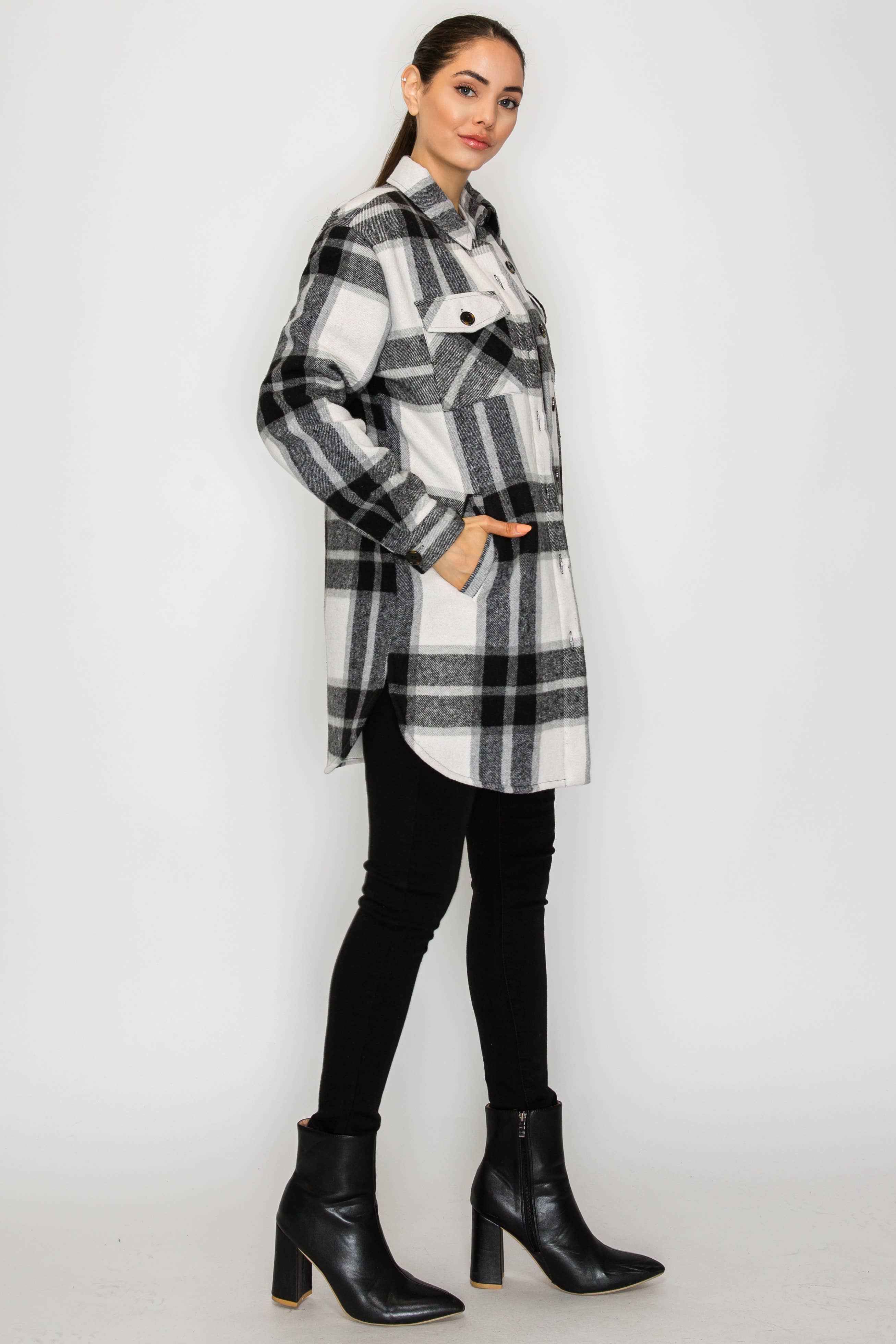 PATRONCITO USA INTERNATIONAL, INC - Wholesale Shirt Jacket/Shacket - Women's - Women Plaid Long Button Shirts Jackets (Shakets) LJ450-202517