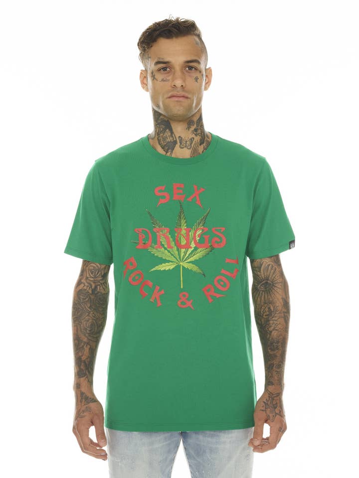 GREEN Short Sleeve Crew Neck Tee S&D & Rock N Roll for wholesale on Faire
