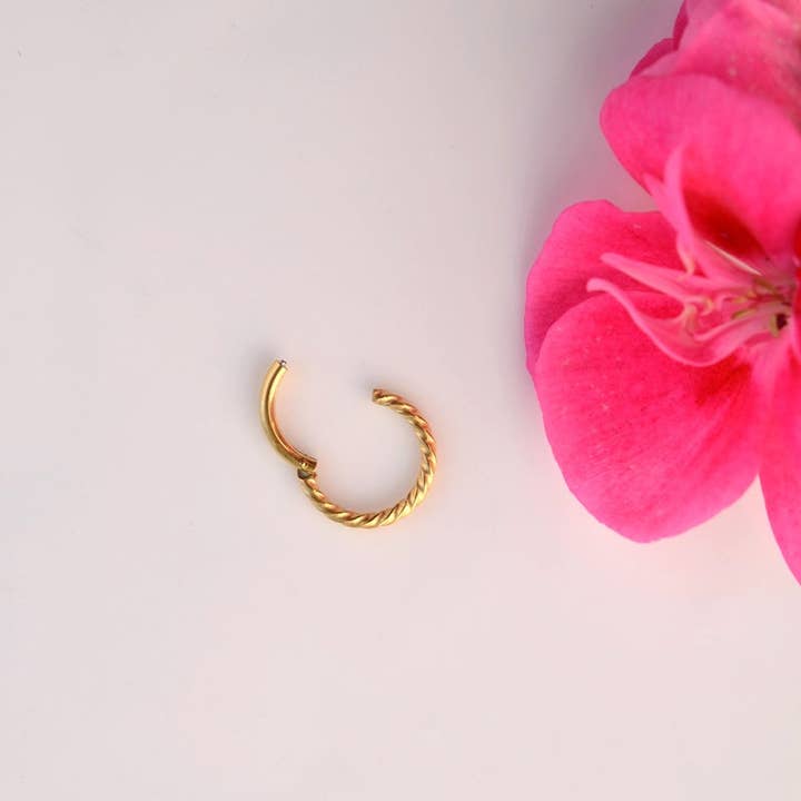 StockJWL - Wholesale Single Earring - Twisted Earrings Spiral Piercing Spiral Earrings Helix Ring Crimped Steel for Tragus, Helix, Cartilage, and Lobe Gold and Silver