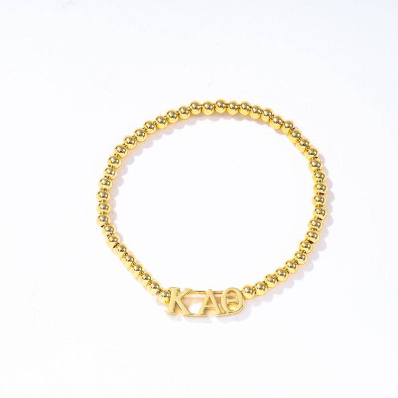 Color Shout - Wholesale Beaded Bracelet - B211 - Sorority: Gold Beaded Bracelet with Greek Letters on Stretch Cord11