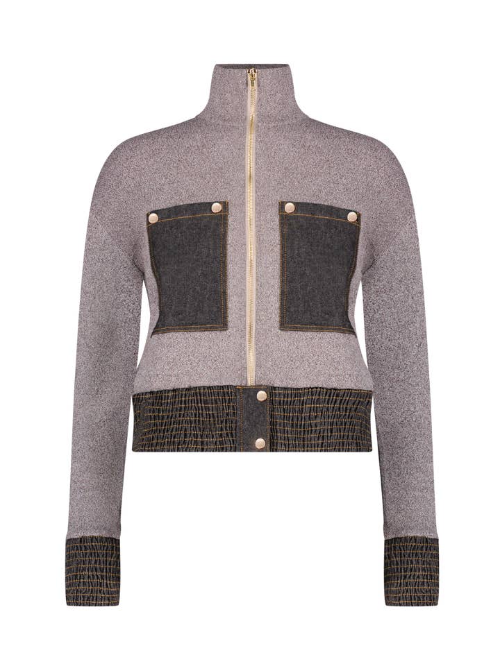 Veste zippée bleu marine pour la vente par Aleeza Paris