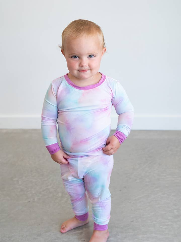 Cotton Candy Tie Dye Bamboo Pajamas 🌈 | Two-Piece PJ Set for wholesale by Boosh Baby