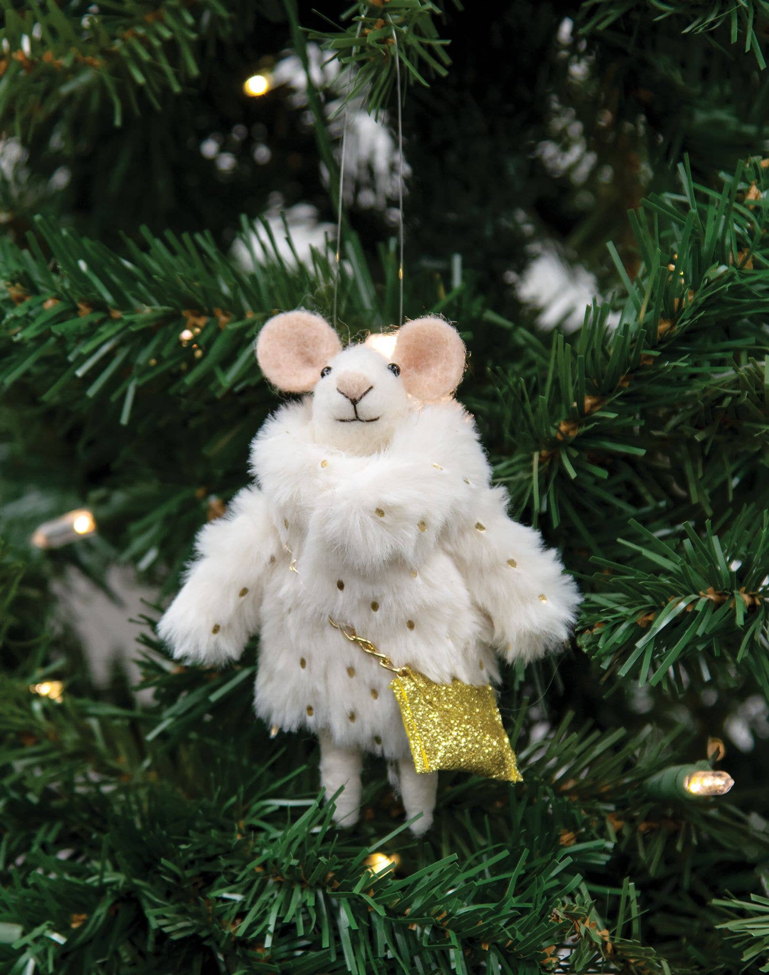 Bright Ideas - Wholesale Ornament - Christmas Fur Coat Mouse Felted Ornament1