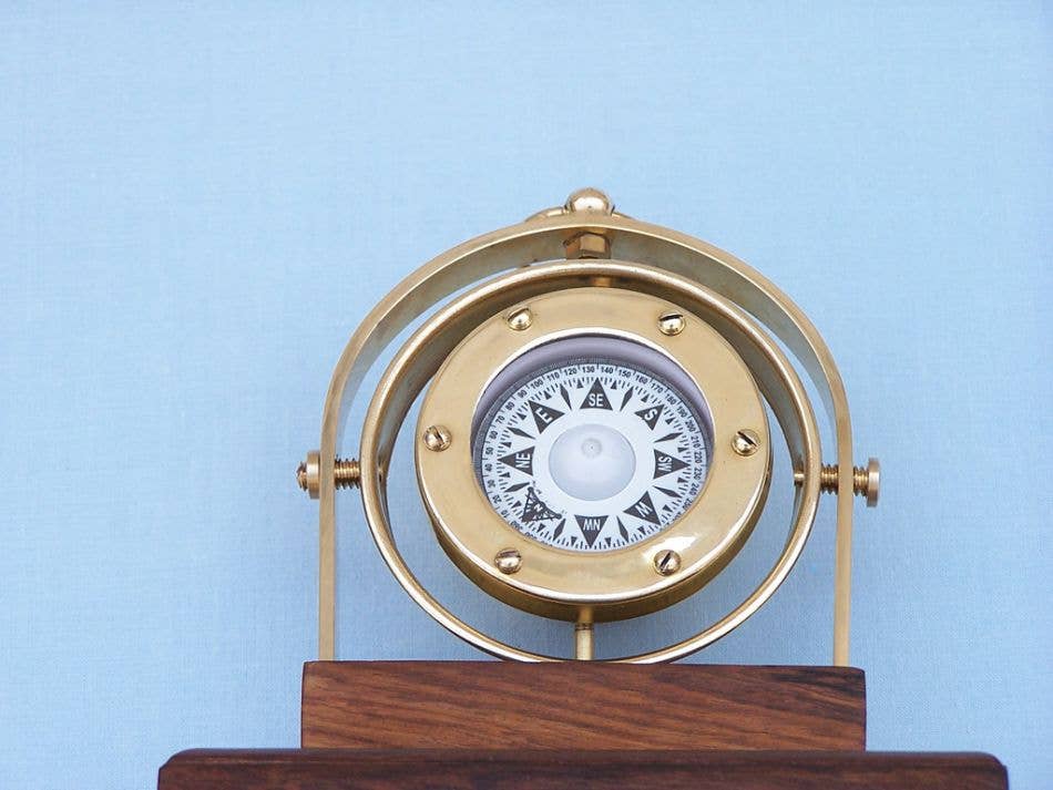 Hampton Nautical - Wholesale Navigational compass - Antique Brass Executive Desk Gimbal Compass 8"3