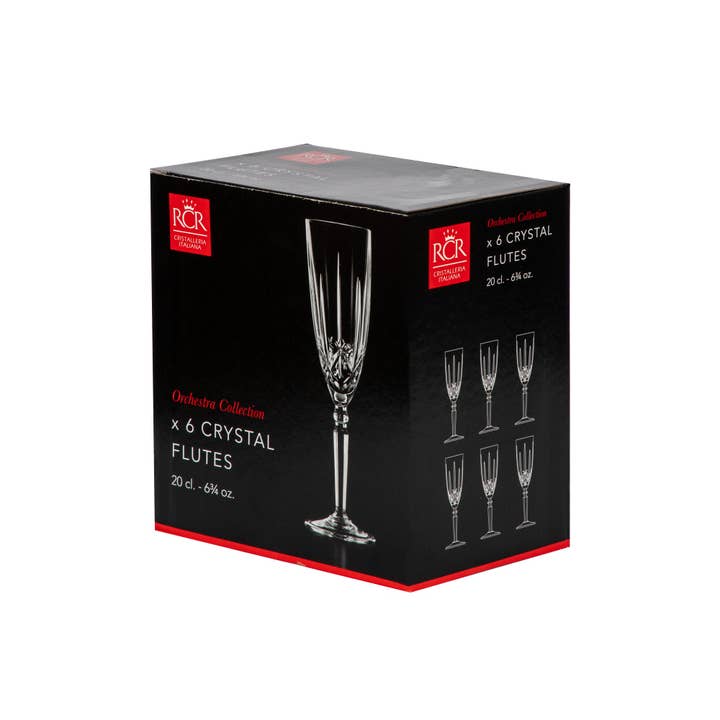 Rinkit Ltd - Wholesale Champagne Flute - RCR Crystal Orchestra Cut Glass Champagne Flute - 200ml