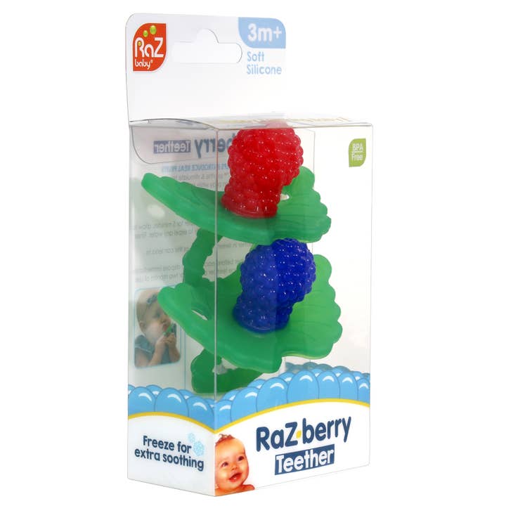 RaZbaby - Wholesale Teether (Not Clip-On) - Baby - RaZberry Silicone Teether 2PK - Red & Dark Blue1
