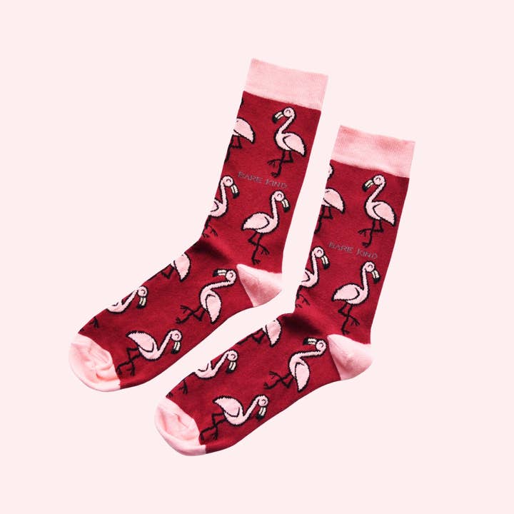 Bare Kind Socks - Wholesale Socks - Unisex - Flamingo Socks | Bamboo Socks | Red Socks | Africa Socks0
