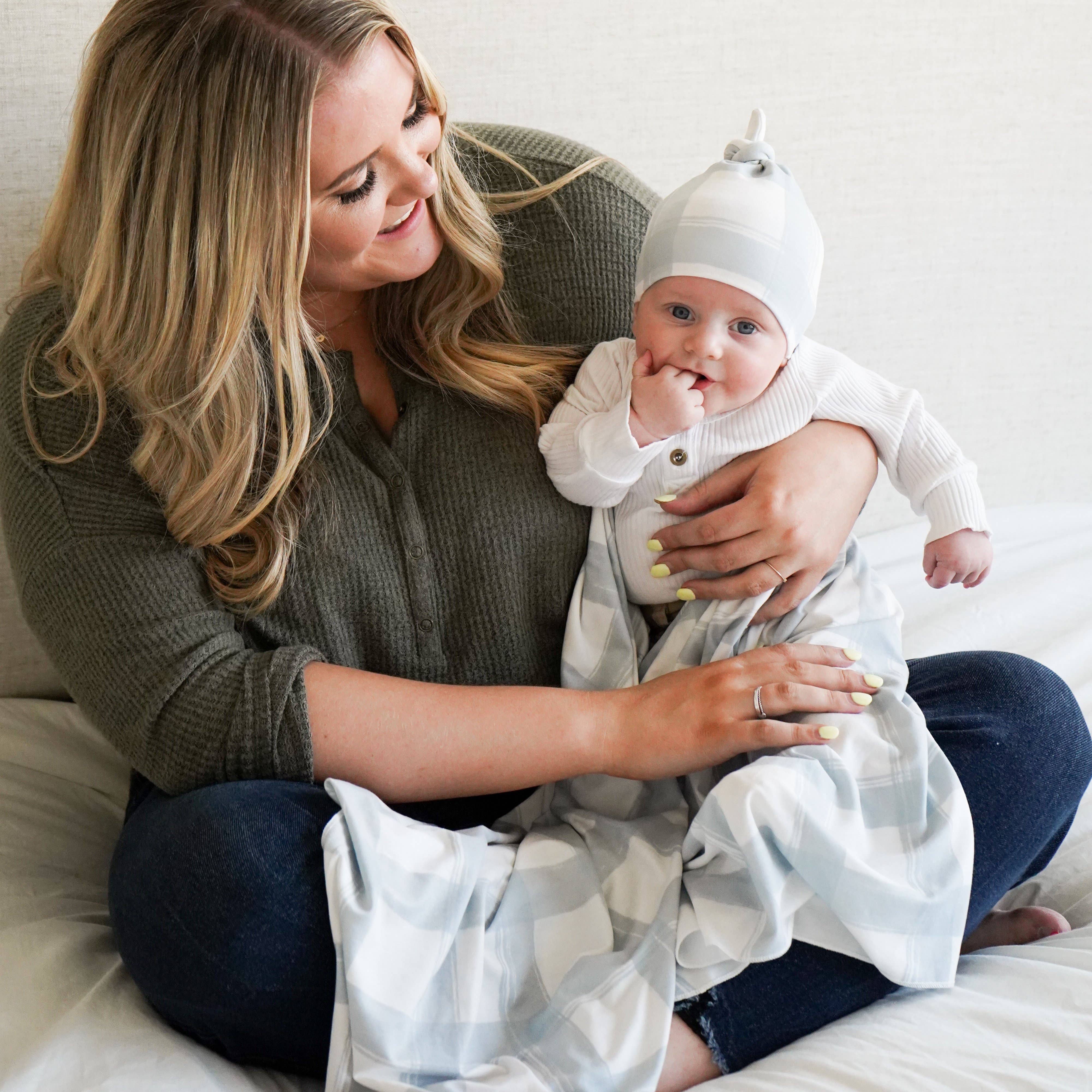 Village Baby - Wholesale Swaddle - Baby - Extra Soft Stretchy Knit Swaddle Blanket: French Gingham5