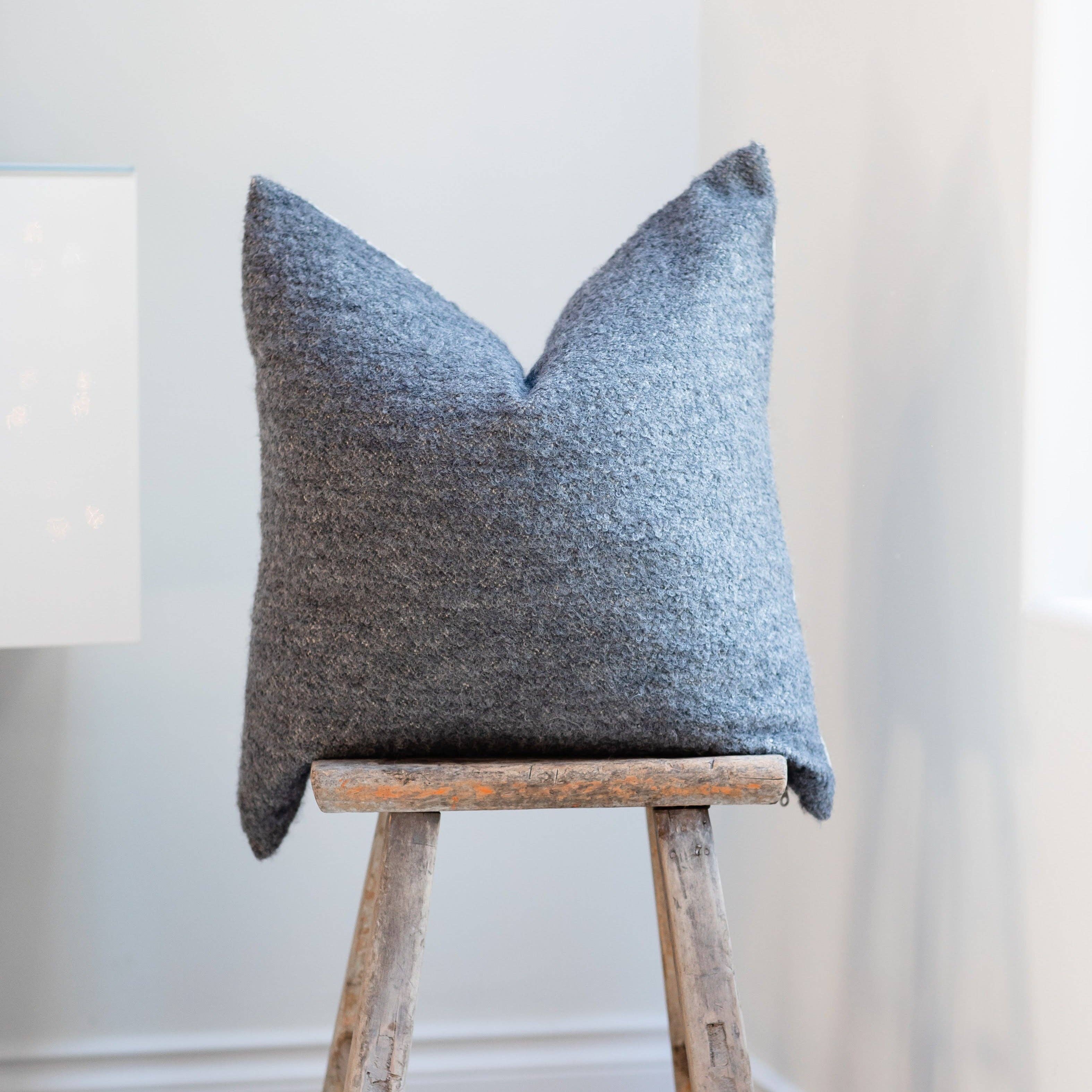Linen & Ivory - Wholesale Throw Pillow Cover - BECKETT || Dark Gray Bouclé Pillow Cover2