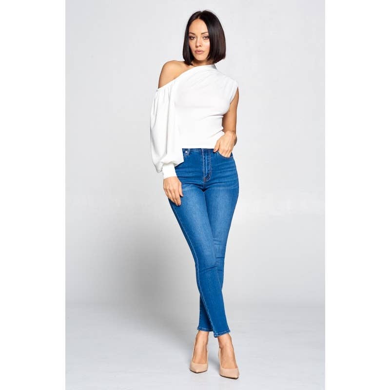 DORCAS - Wholesale Blouse - Women's - ONE SLEEVE FASHION TOP3