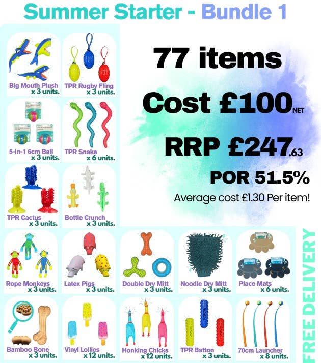 Quiker Pet Products - Vente Jouet – chien - Pack de démarrage 1 - 77 articles répartis sur 16 produits ! PDSF 247,63 £0