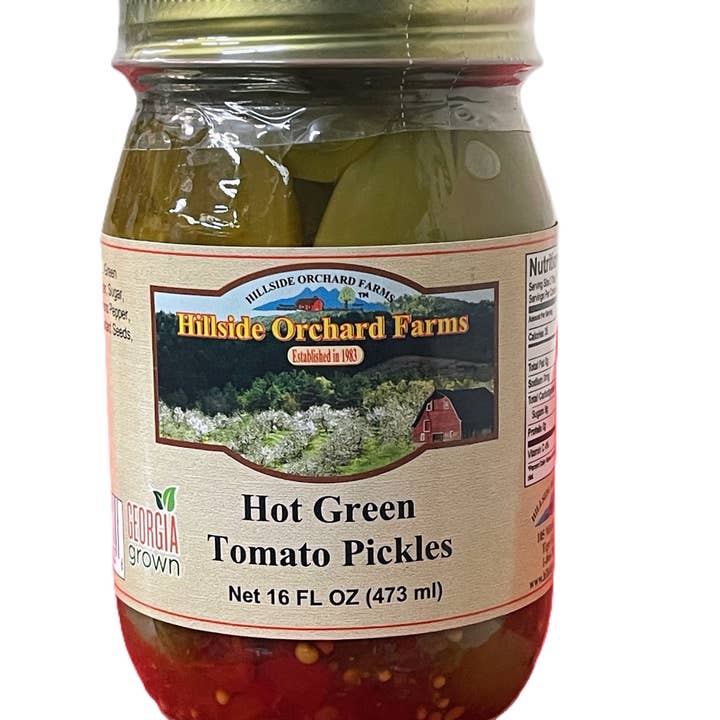 Hot Green Tomato Pickles for wholesale by Hillside Orchard Farms
