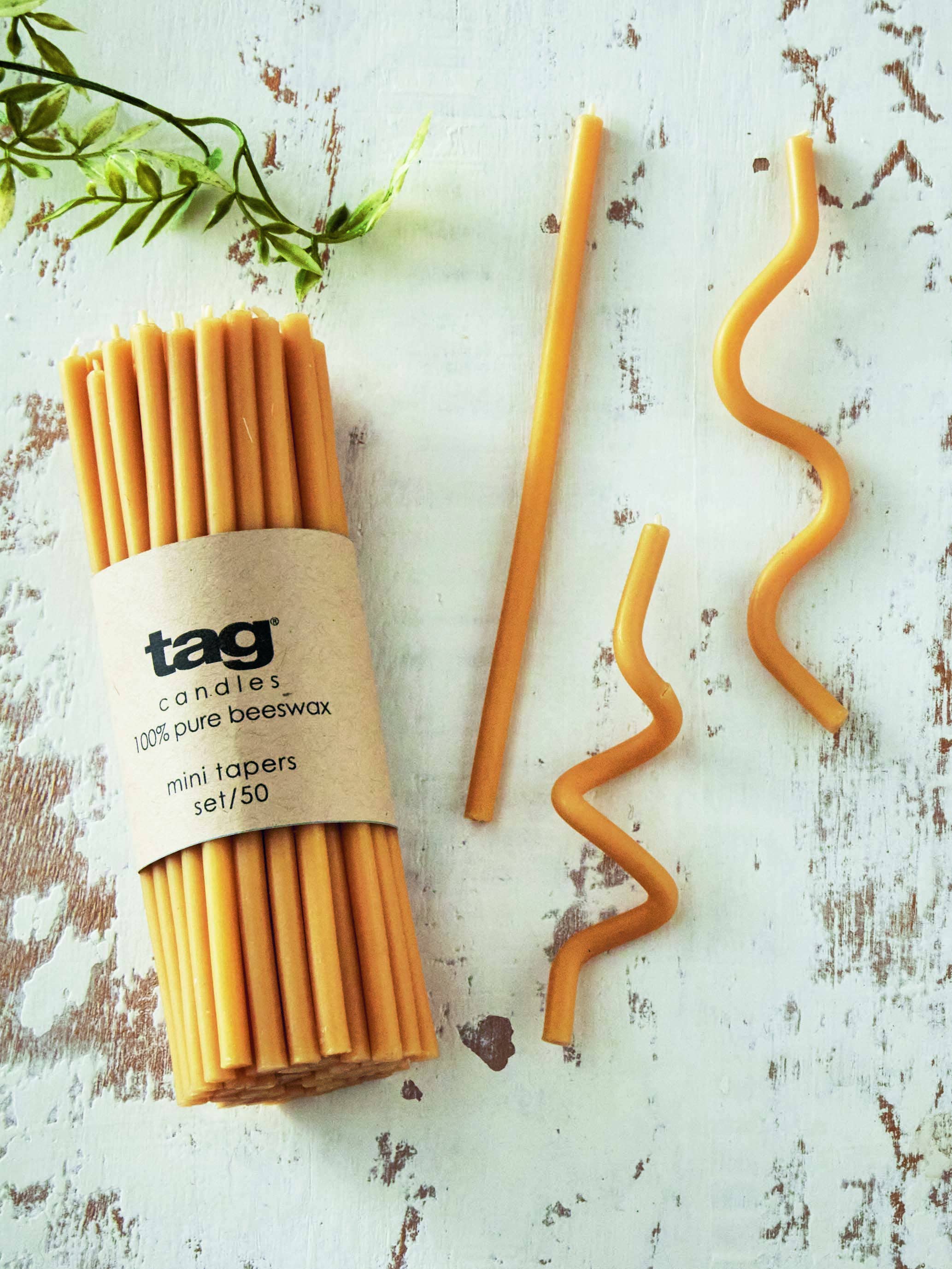 Yellow Beeswax Mini Taper Candle S/50 Honey Polyester Everyday for wholesale on Faire1