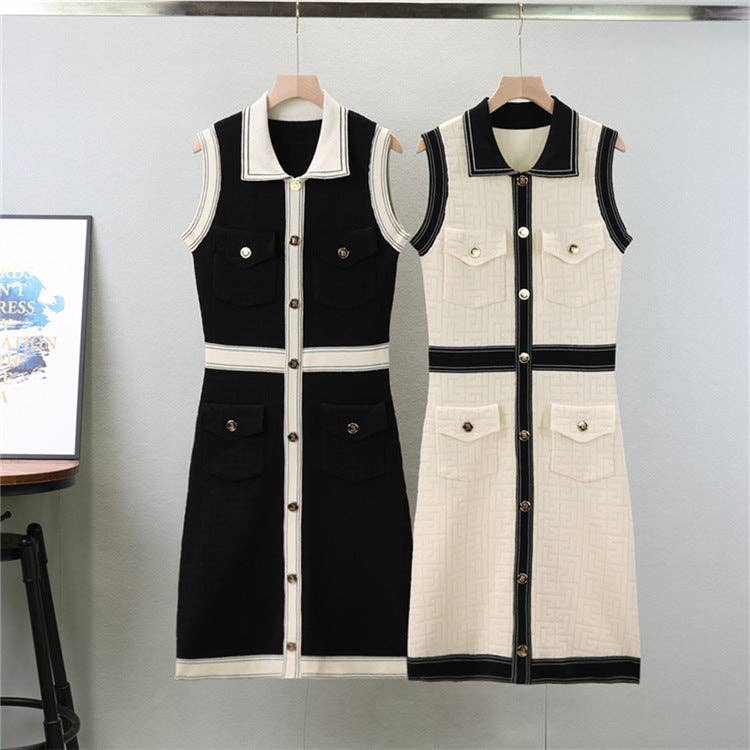 Marayn - Wholesale Dress - Women's - Chic Colorblock Knit Dress Summer ALine Style5