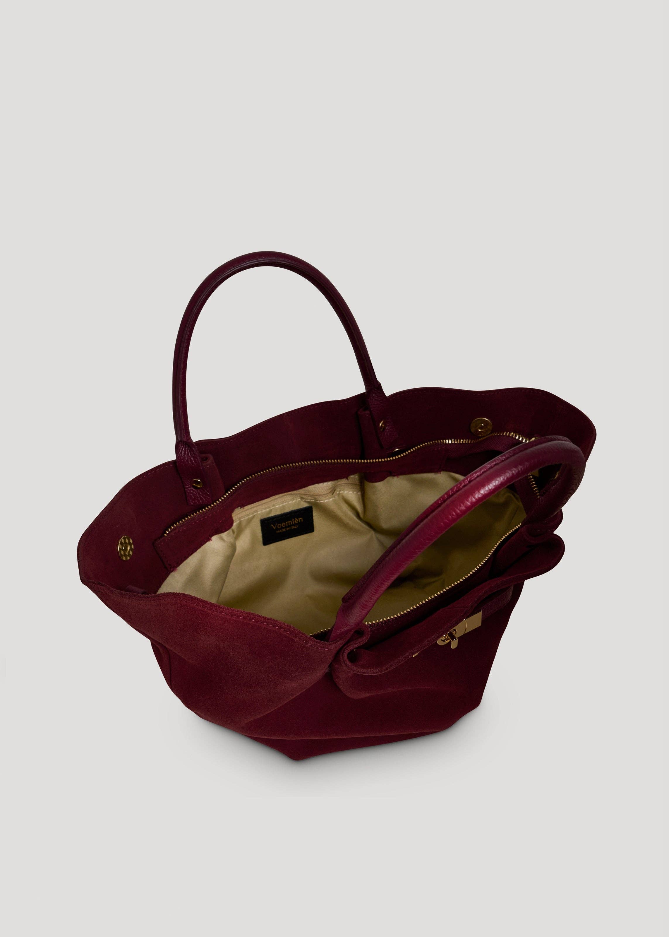 Prestige Milano - Wholesale Tote Bag - Women's - Borsa Charlène in camoscio bordeaux e pelle Togo5