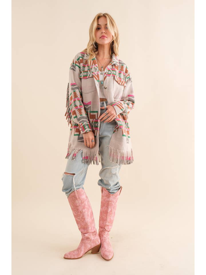 Blue B - Wholesale Shirt Jacket/Shacket - Women's - 34200J - Blue B Exclusive Aztec Button Up Shirt Jacket4