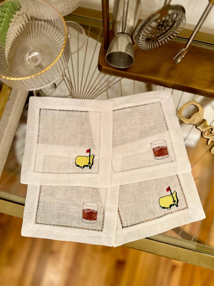 Gentleman's Embroidered Cocktail Napkin Set for wholesale by Winston & Waverly