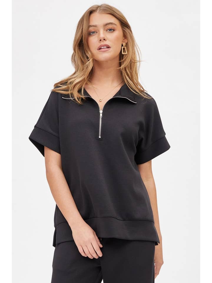 Dear Scarlett - Wholesale Lounge Set - Women's - Short Sleeve Quarter Zip + Pants Modal Set TRVSET-CATALINA