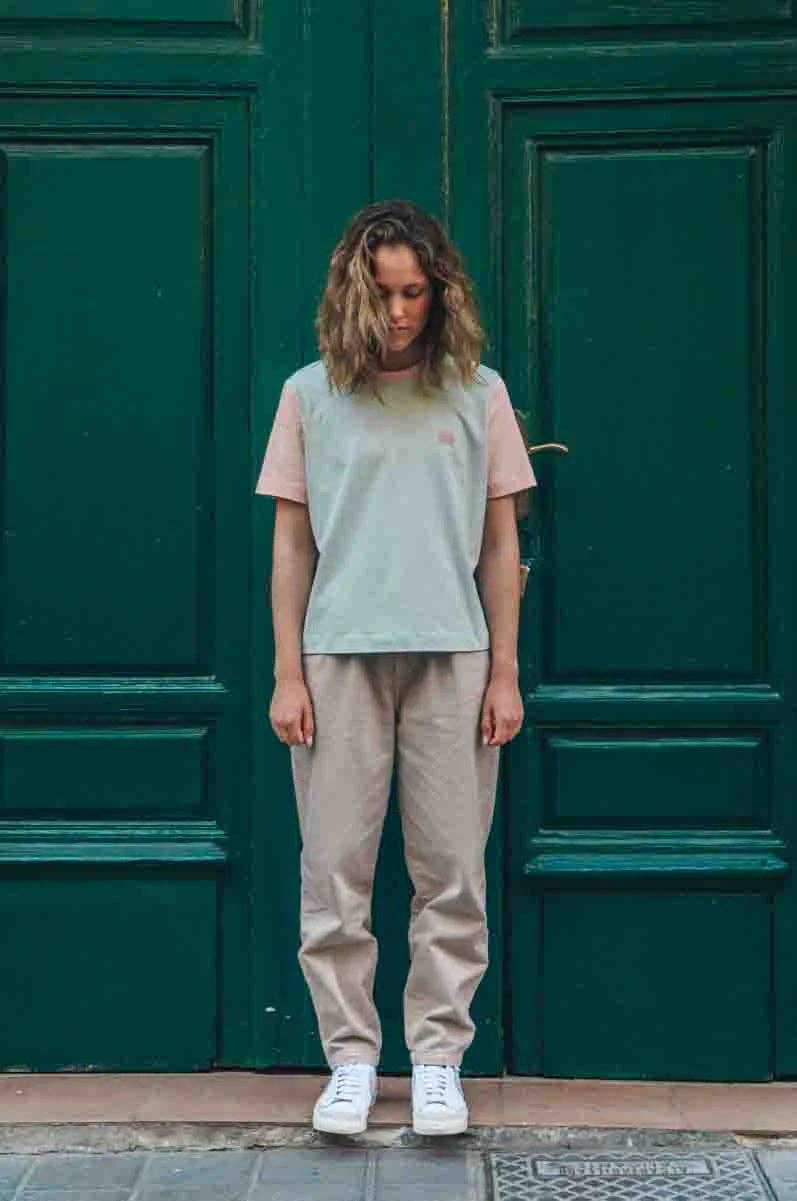 Trendsplant Clothing - Wholesale T-Shirt - Women's - Women's Color Block T-Shirt Mint Green3