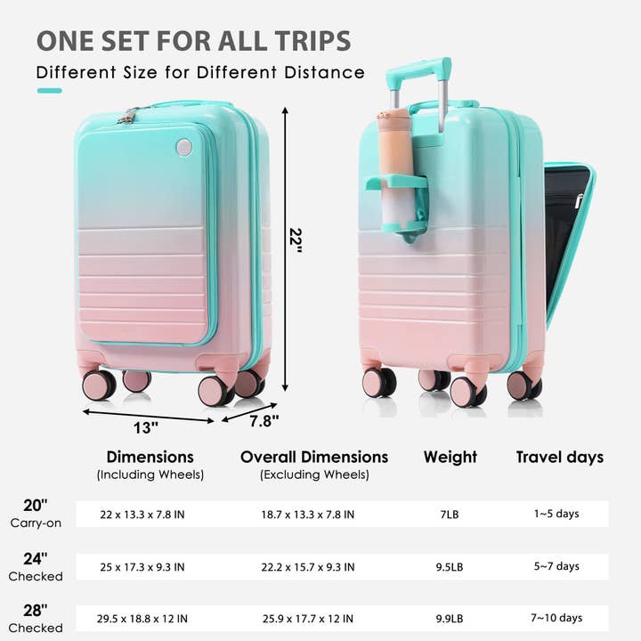 VTNG50 - Wholesale Luggage - Luggage Set of 3, 20, 24, 28inch with USB Port45