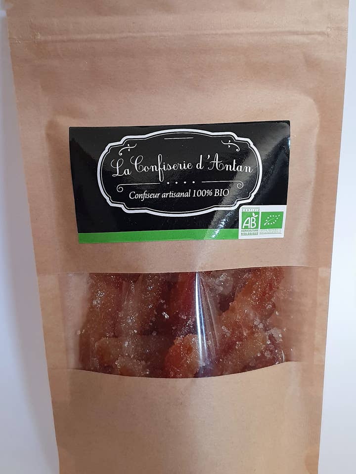 Candied sweet orangettes - 115 gr - organic for wholesale by La confiserie d'antan 100%bio