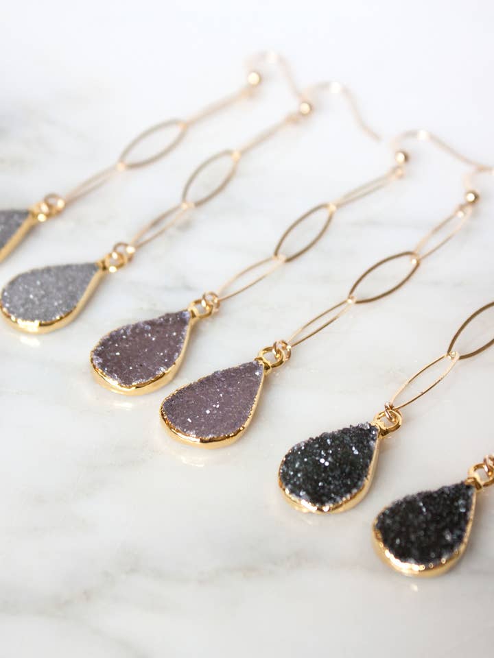 Sloane Druzy Ohrhänger für den Großhandel von Pure Indigo Design