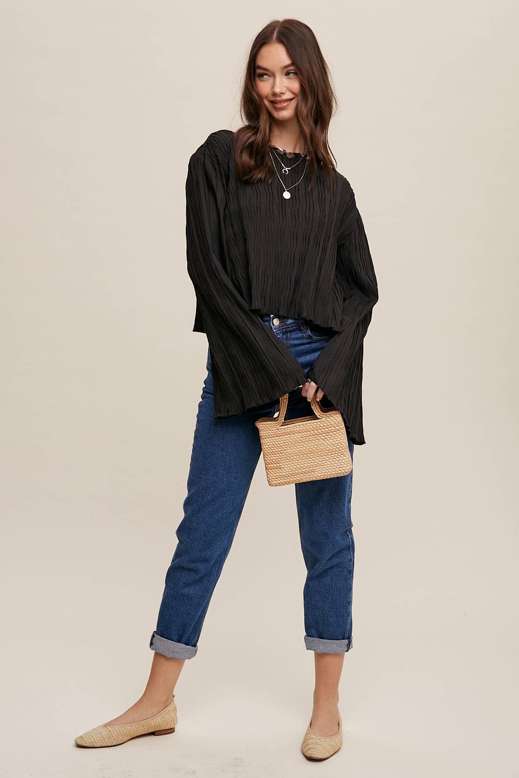 Listicle - Venta al por mayor Blusa - Mujer - Blusa plisada con espalda abierta y lazo.21