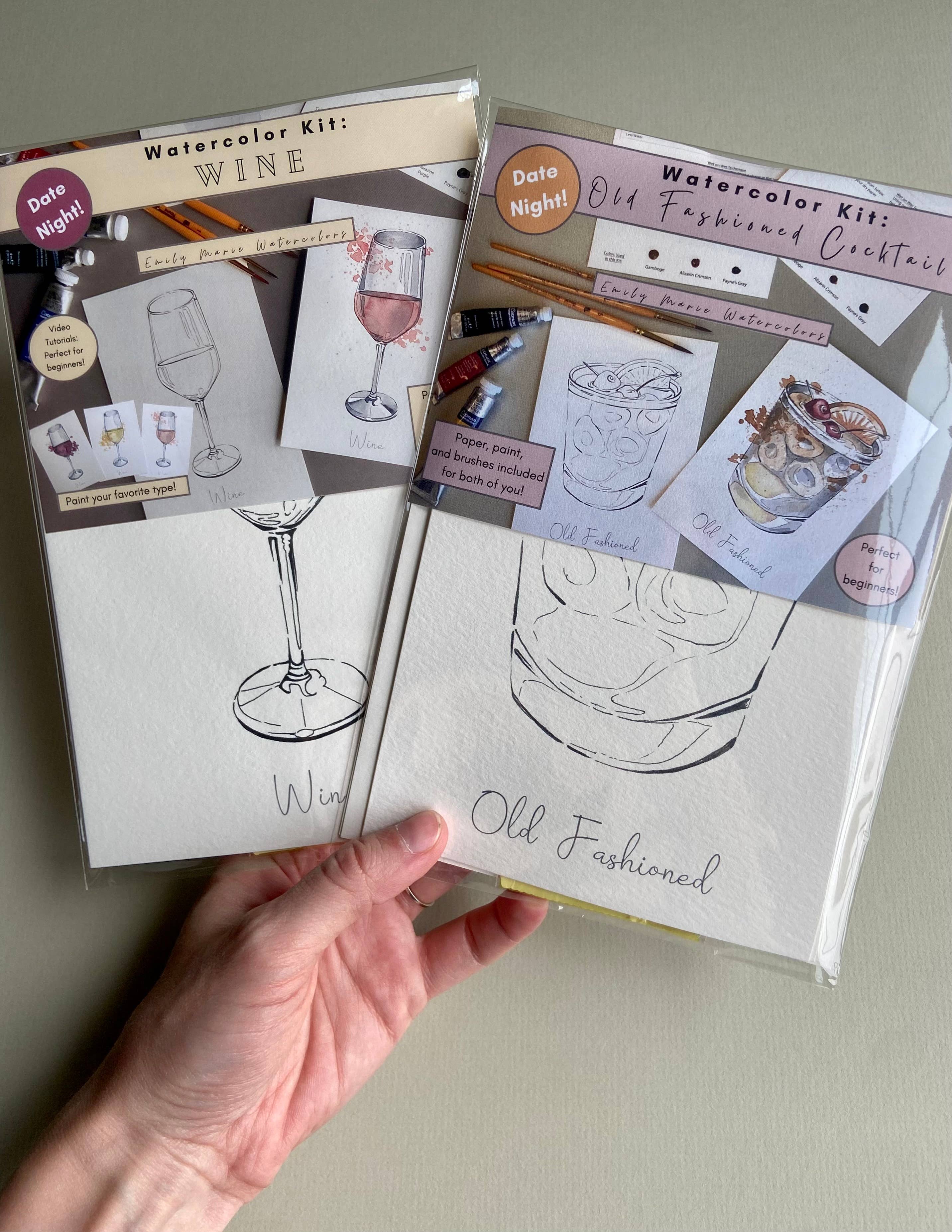 Emily Marie Watercolors - Wholesale DIY Craft Kit - Watercolor Date Night Kit: Wine7