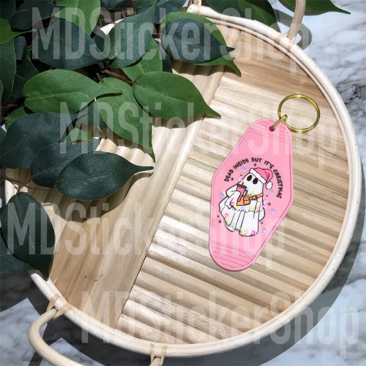 Dead Inside but It’s Christmas Ghost Hotel Keychain, Acrylic Keychain for wholesale by MDStickerShop