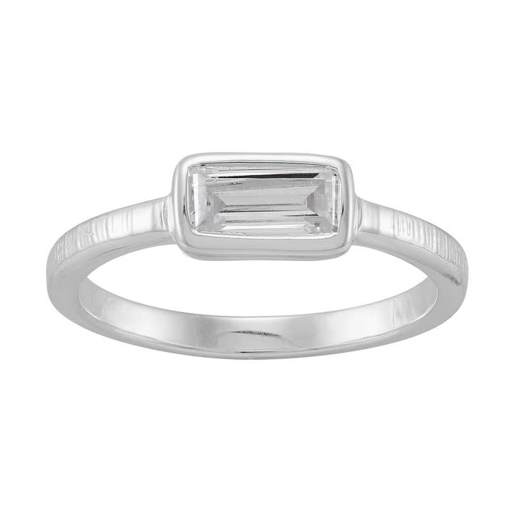 Bague en argent avec zircon cubique blanc 'Clear View' de Silpada pour la vente par Silpada