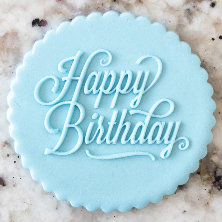 Happy Birthday Fancy Cookie Biscuit POPup Stamp for wholesale by Cut Bake Stamp