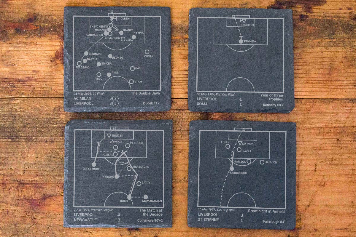 Playbook Products - Vendita all'ingrosso Sottobicchiere - Greatest Liverpool Plays: Slate Coaster (set di 4)1