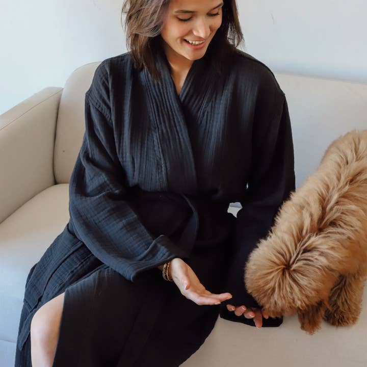 Vivamaison - Wholesale Robe - Unisex - Luxury 4 Layer Muslin Bathrobe, Natural Cotton Spa Comfort22