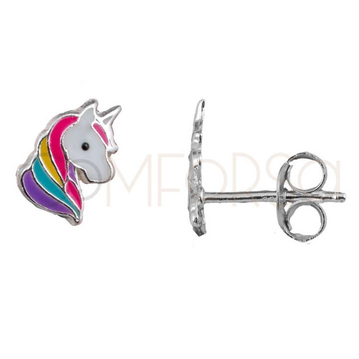 Sterling Silver 925 Mini Unicorn Earrings 6X8Mm for wholesale by COM FORSA SL