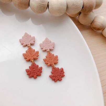Honey Dijon - Wholesale Dangle Earrings - Maple Leaf Dangle Polymer Clay Earrings1