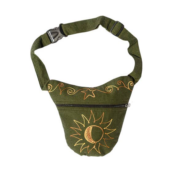 Celestial Circus Cotton Embroidered Hiprider Bag for wholesale by Gypsy Rose