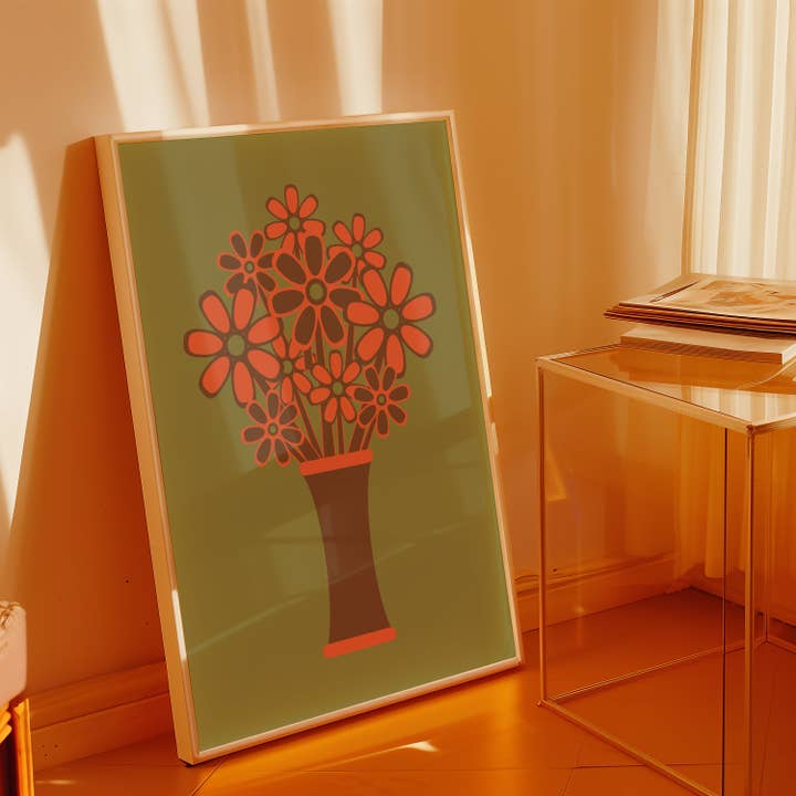 GiGi Thomas Designs - Wholesale Art Print - Brown Vase Orange Flowers Print5
