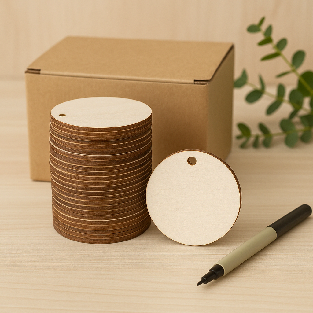 Fustik - Venta al por mayor Material para manualidades - Discos de madera con agujero personalizables. Pack 50 un.4