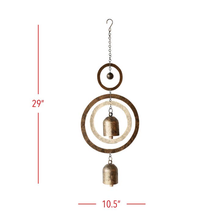 Foreside Home & Garden - Wholesale Decorative Tassel/Wall Drop - Kacela Metal Hanging Bells Brass Boho Decor