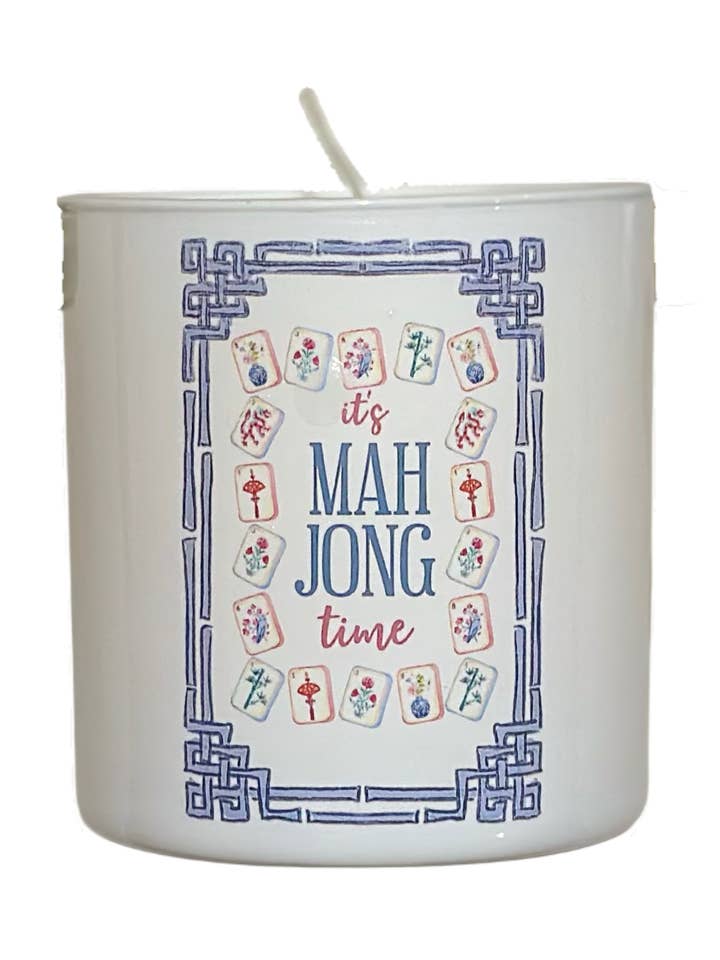 Candela di vetro bianco Mah Jong Time per la vendita all'ingrosso da parte di The French Bee & Co